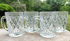 VTG Paul Sebastian Diamond Glass Mugs Cups Arcoroc France Set of 4 picture