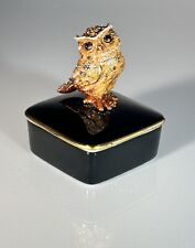 Rare Jay Strongwater Seymour Owl Porcelain Box picture