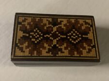 Small Antique Victorian Turnbridge Ware Trinket -Stamp Box Double Floral Pattern picture