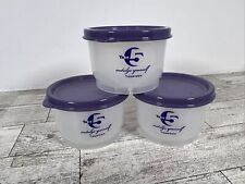 3 NEW Tupperware 1229 SNACK CUPS 4 oz Sheer PURPLE Lids TAKE 5 INDULGE YOURSELF  picture