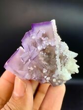 106 Gram, Very Interesting Purple Color Fluorite Crystal Combine With Calcite. picture