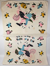 VTG Cloth Kitchen Chicken Rooster Tea Towel Farmhouse Cock a Doodle Doo picture