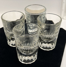 4 Heavy Fluted Bottom Shot Glass with White Pour Line Vintage Barware Lot Fluted picture