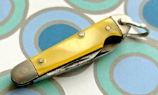 antique Mother of Pearl PEN KNIFE miniature pocket fob victorian silver gold vtg picture
