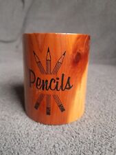 Vintage 1950s MCM Wooden Pencil Holder Wood Cup Souvenir Bagley MN picture