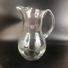 vtg glass Pitcher Beverage Server made in Roumania etched design 10