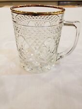 Vintage Gold Tone Rimmed Glass Mugs Set of 4 picture