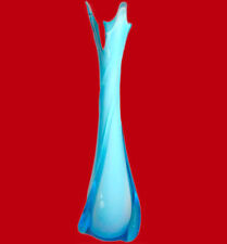 Empoli Glass Vase Italy Cristalleria Fratelli Betti 20” Blue 1950-1960 M C M picture
