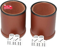 PU Leather Dice Cup Set Felt Lining Quiet Shaker with 5 Dot Dices for Farkle Yah picture