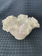 Vintage Fenton Iridescent White Candy Dish Bowl BEAUTIFUL picture