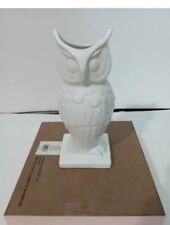 Owl Decor Ceramic White Vase Contemporary Style Sleek Modern Boho 9.5 Inch picture