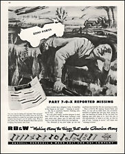 1943 WW2 Battle wounded U.S. soldier RB & W Bolt & Nut vintage art print ad L80 picture