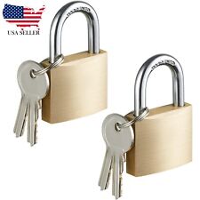 Solid Brass Padlock with Key, Pad Lock 1-1/2 in. Wide Lock Body, Locker (2 Pack) picture
