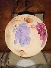 Mid Century 1960’s/70’s Frosted Glass Pendant Swag Lamp Hand Painted Grapes Rare picture
