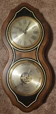 NICE Victorian Wall Clock Barometer On Wood Brass - CLOCK WORKS picture