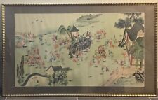 Large Vintage Original Hand Painted Chinese Art on Fabric, 32” x 53” picture