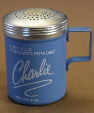Vintage Revlon CHARLIE Body Silk Perfumed Powder Blue Shaker Vintage 1/2 USED picture