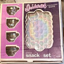 1960s FEDERAL GLASS Colonial (Iridescent) 8-Piece Snack Set A-99 in Original Box picture