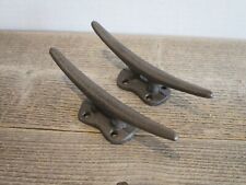2 Cleat Boat Hooks Handles Pull Cast Iron Ship Dock Nautical Decor Rustic Finish picture