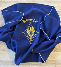 Vintage Pi Beta Phi Fraternity Stadium Throw Lap Blanket Wool Blue 60”x70” picture