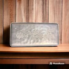 Vintage Hammered Aluminum Tray Dogwood Floral Serving Tray Platter 11” x 6” picture