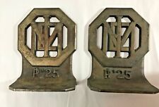 PAIR OF CAST IRON HEXAGON BOOKENDS //P 25 // M E T  picture