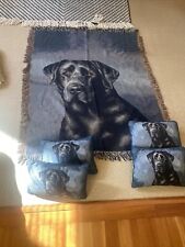 Linda Picken Black Labrador Retriever blanket and 4 pillows set dog lovers 62x49 picture