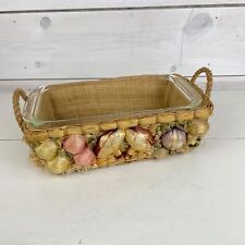 Vintage Pyrex Glass Baking Dish in Wicker Basket with Vegetables picture