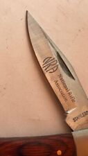 NRA 440 Stainless Folding Pocket Knife W/Wood Handle -- Good Condition picture