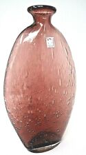 Amici Art Glass Vase Amethyst Controlled Bubble Oval Design Made In Italy picture