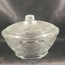 Vintage KIG Clear Glass Stars Arches Covered Candy Dish picture