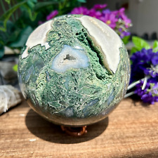 2590g Large Natural Moss Agate Quartz Crystal Sphere Mineral Specimen Healing picture