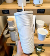 Starbucks China Tumbler White Matte Diamond Studded 24oz Straw Cold Coffer Cup picture
