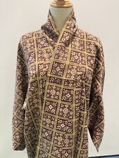 Japanese Antique KIMONO Vintage SILK Dress cardigan authentic robe Brown picture
