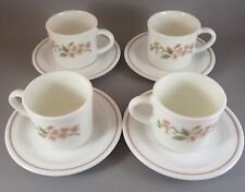 Pyrex Lisa Cherry Blossom Coffee / Tea Cup & Saucer Sets (4 Pair) England Glass picture