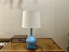 Mid Century Modern blue table lamp retro ceramic glazed picture