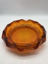 Mid Century Viking Glass Ashtray Bowl Diamond Point Orange Persimmon Decor 9” picture