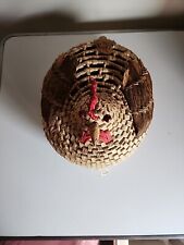 Vintage Chicken Rooster Straw raffia shape basket bowl With Lid 9