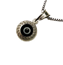 Sterling Silver Evil Eye Good Luck Charm Religion Spiritual Protection Pendant picture