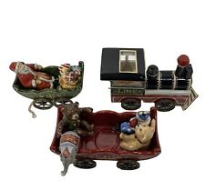 Villeroy & Bosh Ceramic Christmas Santa Train Candle Holders-3 Piece Set-NEW picture
