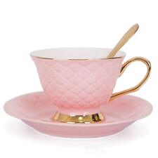 Pink Vintage 8 Ounces Porcelain Coffee Cup,Tea Cup and Saucer Set and Saucer ... picture