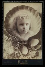 Cabinet Card Photo Little Girl in Seashell - Composite - Possible Memorial picture