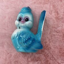 Vintage Hand Painted Blue Bird Ceramic Character Decor Figure picture