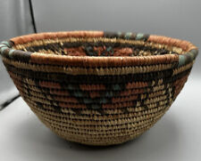 Basket West African Coil Earth Tone Colors Geometric Design Pattern 10.5 Dia. picture