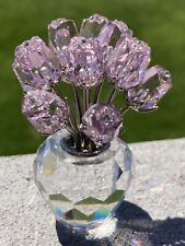 Swarovski A Dozen Pink Roses Crystal Glass Retired Vintage Figurine Trinket picture