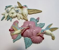 1993 Burwood 2-Piece Hummingbird Wall Hanging Plaques USA picture