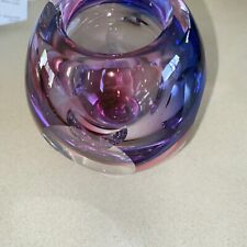 Bud Vase. Very Heavy Glass. Hues Of Purple, Mauve And Irredescent picture