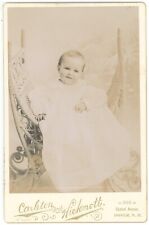 Antique Circa 1880s Cabinet Card Carleton & Hickmoth Adorable Baby Dover, NH picture