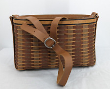 Longaberger Basket Chestnut Hostess Carry All Signed 2009 Bag Purse Tote Leather picture