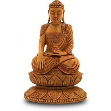 Beautiful Handcrafted Wooden Lord Gautam Buddha Meditating Statue From India-DP2 picture